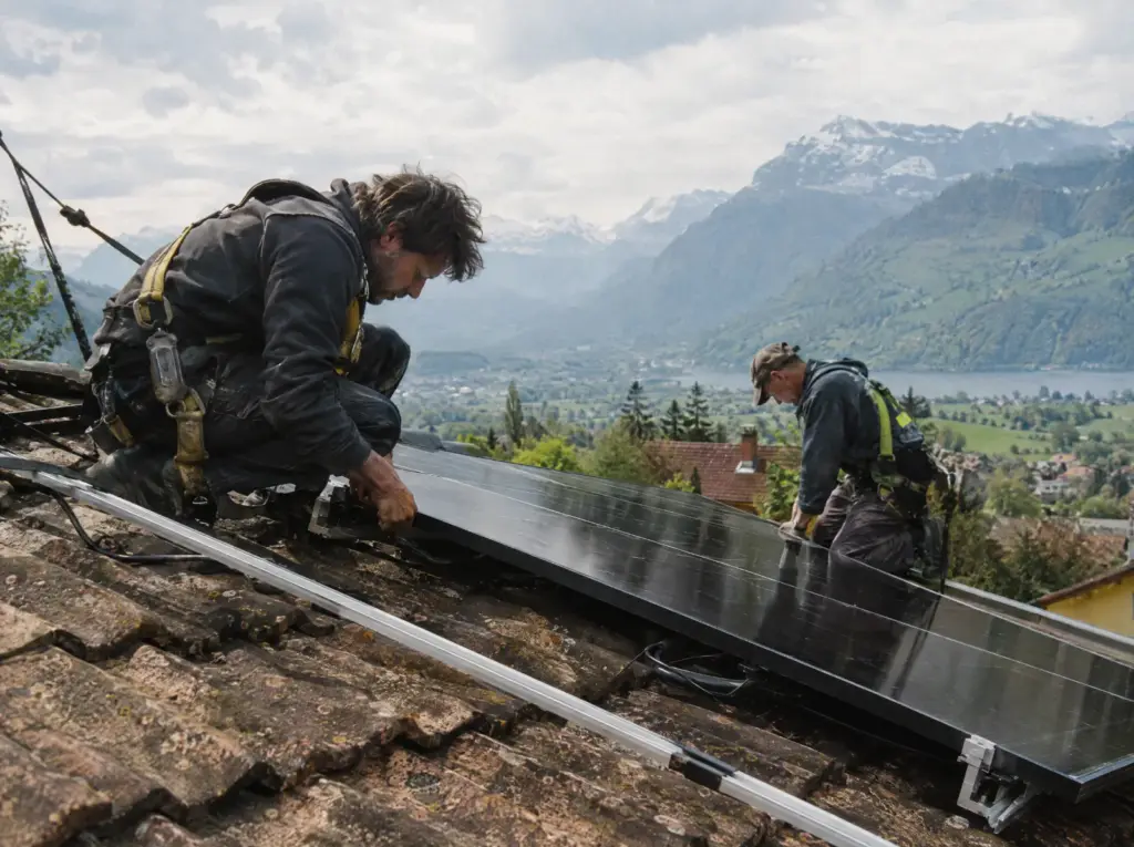 Devis panneaux solaires dans le canton de Vaud : Pose de panneaux solaires sur un toit