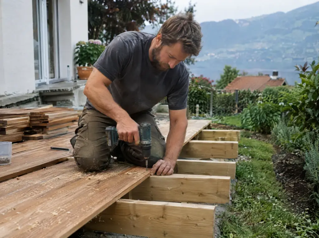 Devis terrasse en Suisse romande : Pose d'une terrasse en lames de bois